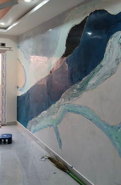 Blue and Gray Abstract Wall